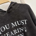 Washed Lettering Hooded Sweatshirt